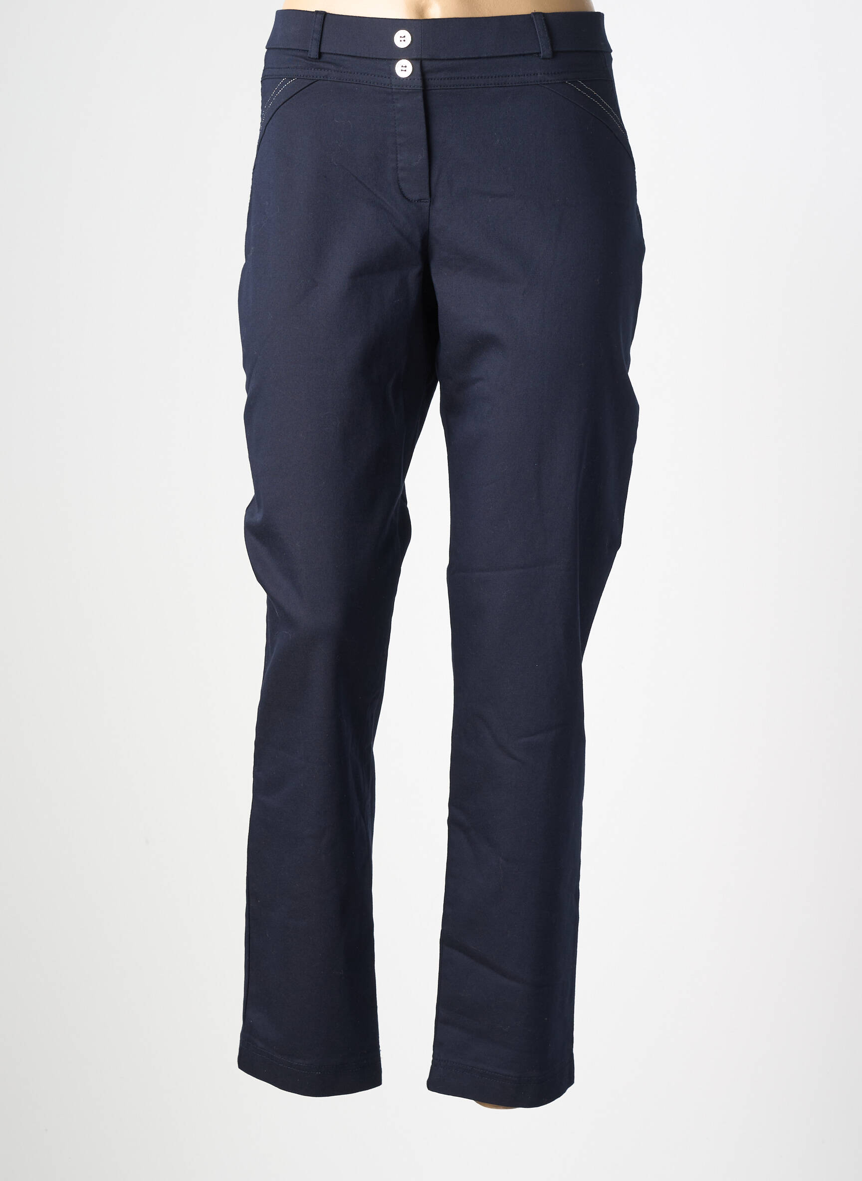 Pantalon slim tissage popeline taille normale bleu CHRISTINE LAURE femme