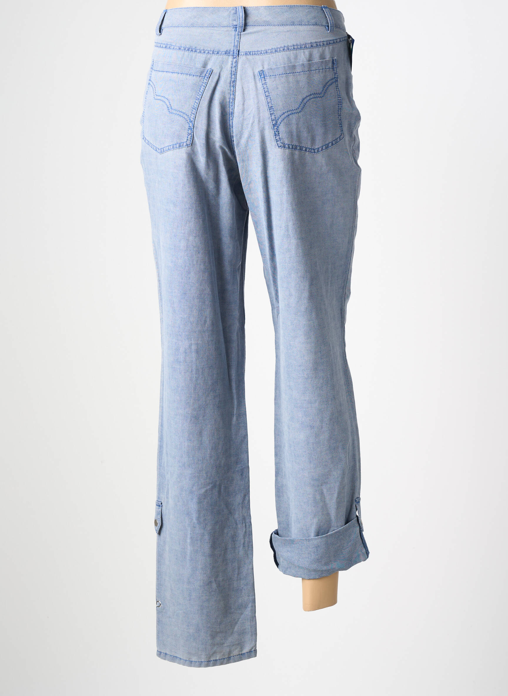 Pantalon droit tissage crêpe taille normale bleu QUATTRO femme