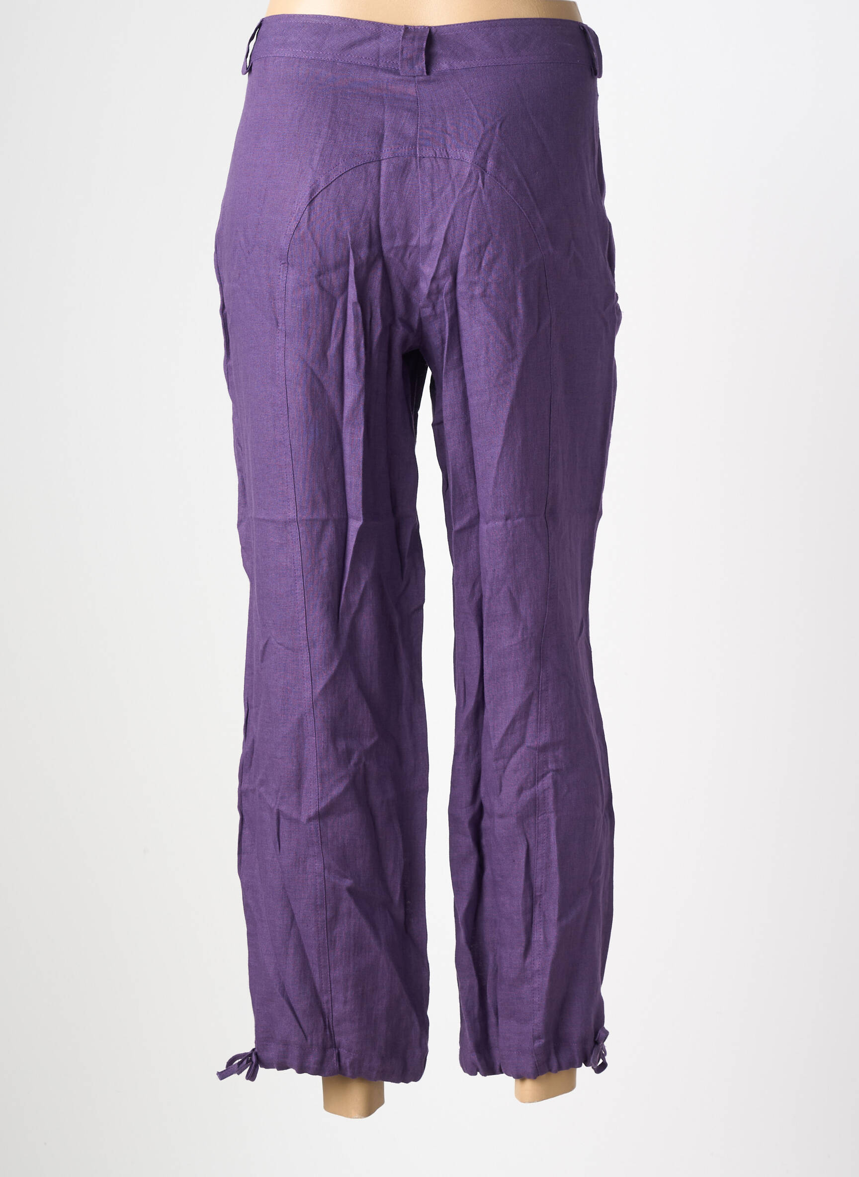 Pantalon 7/8 fermeture zippée sous rabat boutonné taille normale violet QUATTRO femme