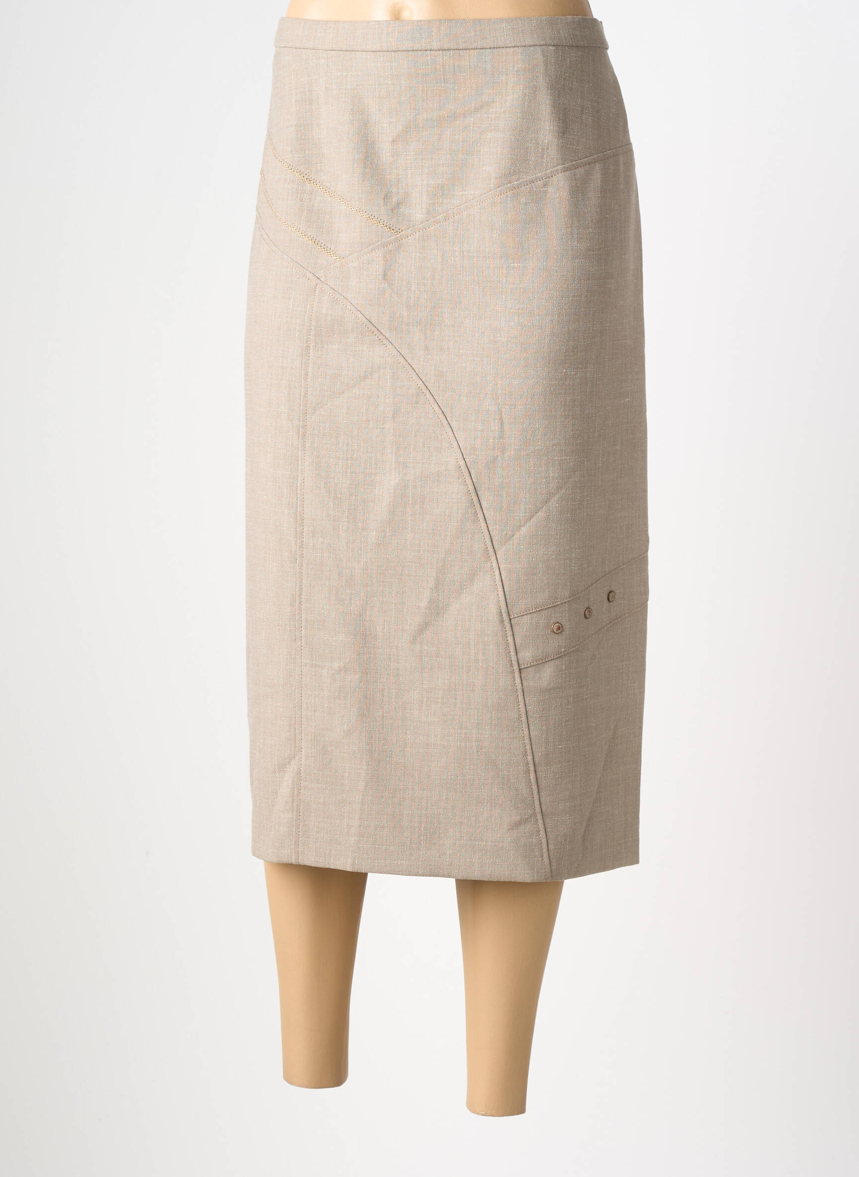 Jupe mi-longue taille à pinces marron PAUPORTÉ femme