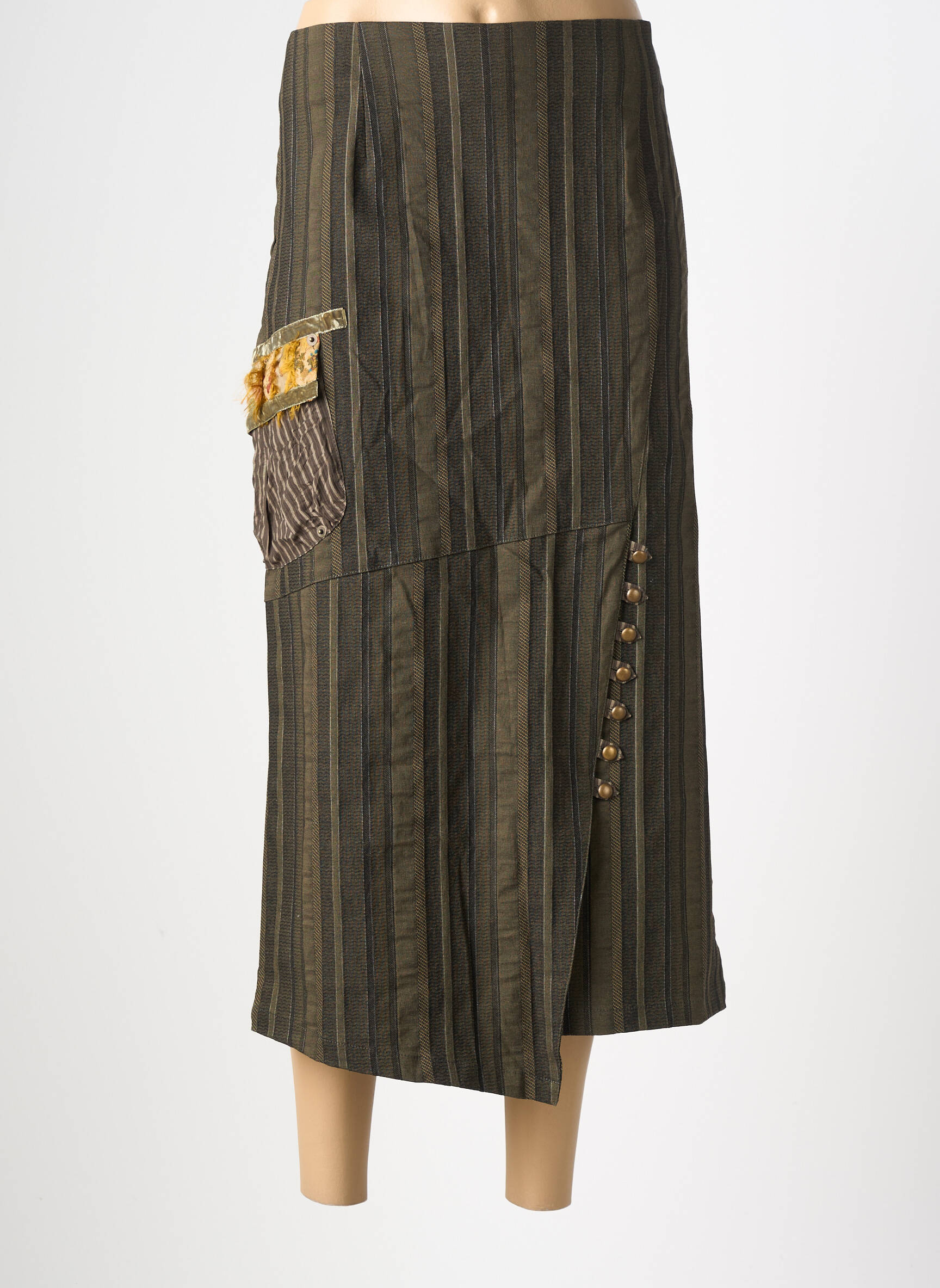 Jupe longue coupe asymétrique vert PAUSE CAFE femme