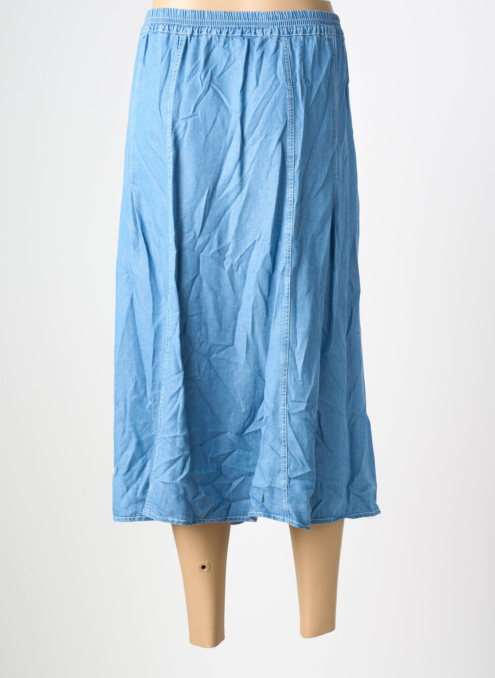 Jupe mi-longue coupe évasée bleu CHRISTINE LAURE femme