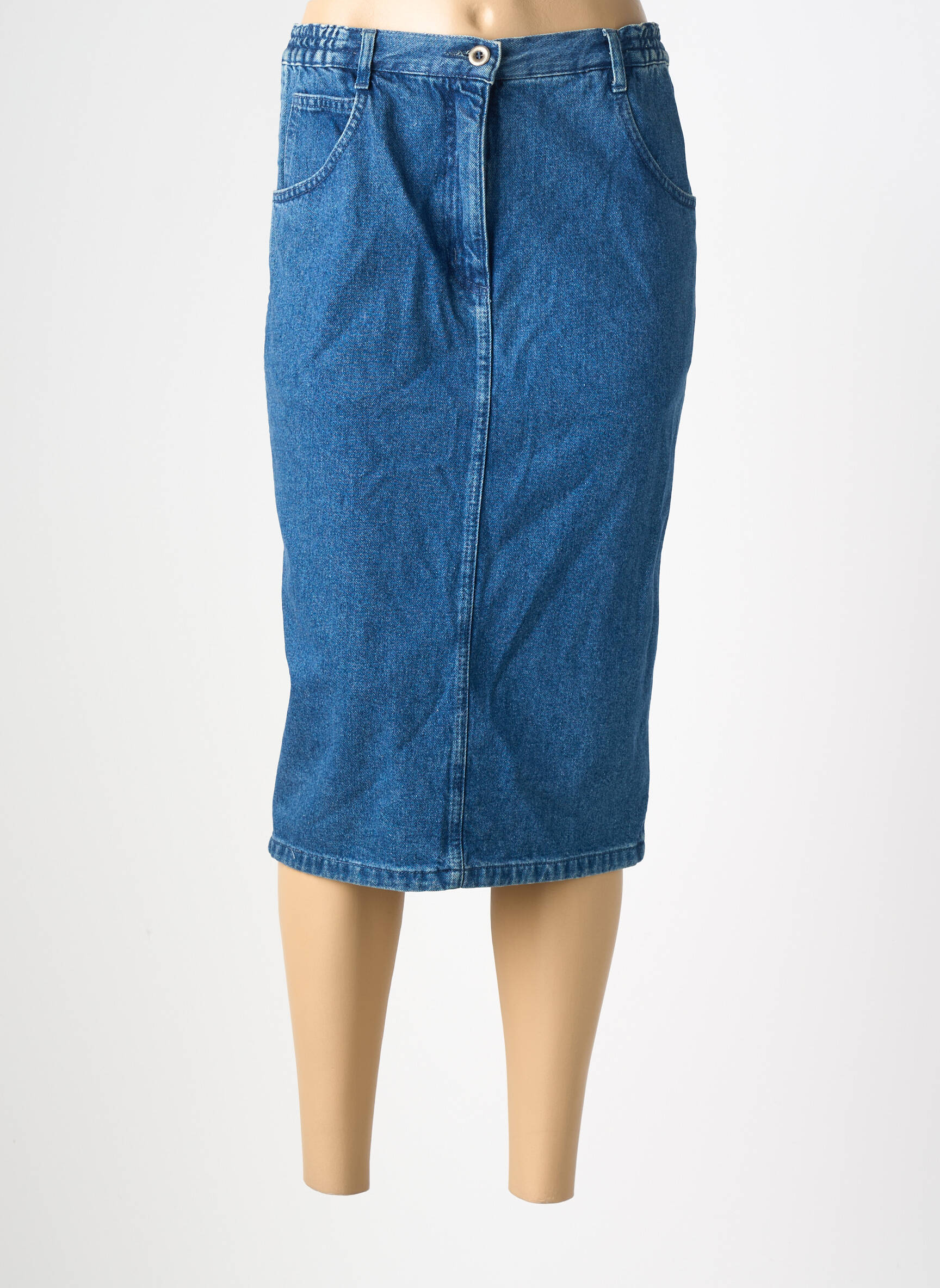 Jupe mi-longue stretch bleu CLAUDIA GIL femme