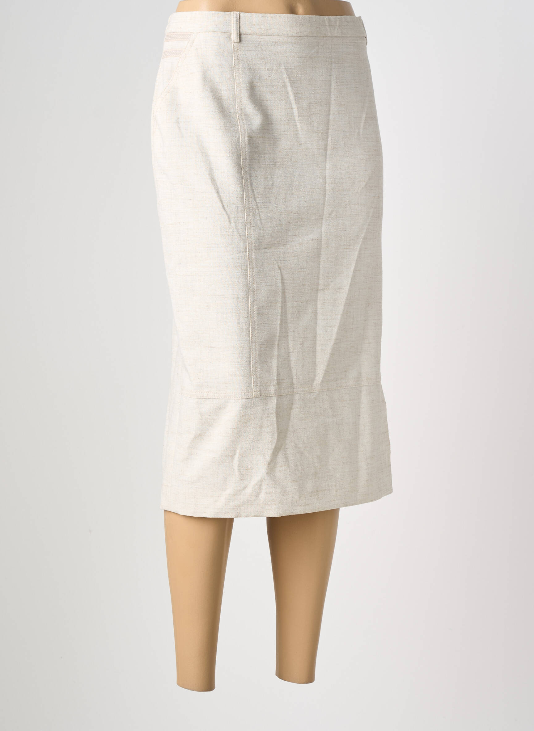 Jupe mi-longue coupe droite beige PAUPORTÉ femme