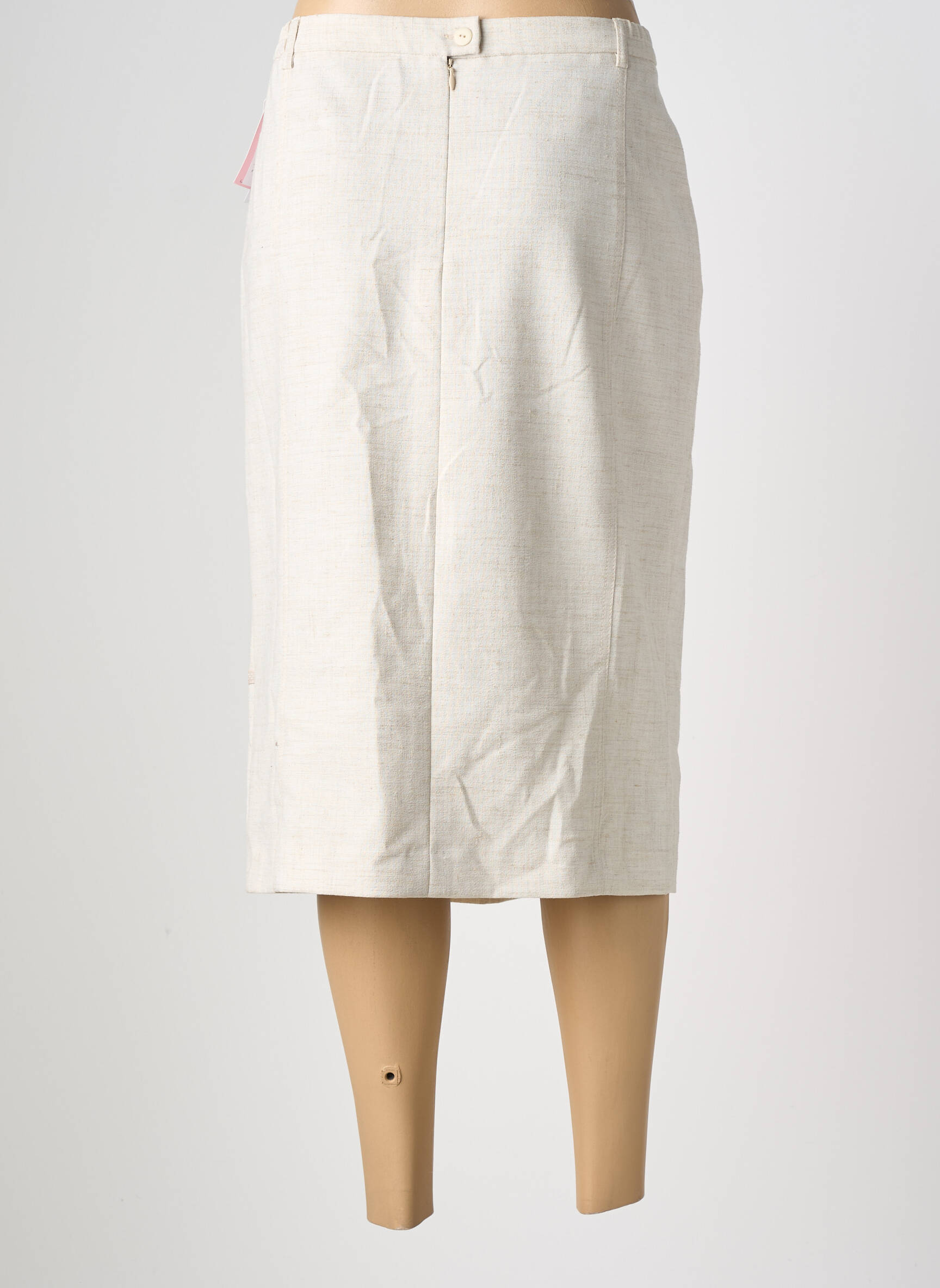 Jupe mi-longue coupe droite beige PAUPORTÉ femme