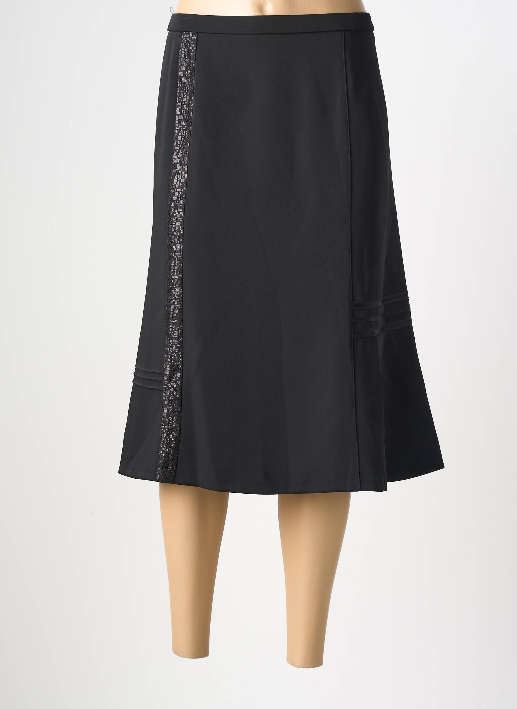 Jupe mi-longue coupe évasée noir PAUPORTÉ femme
