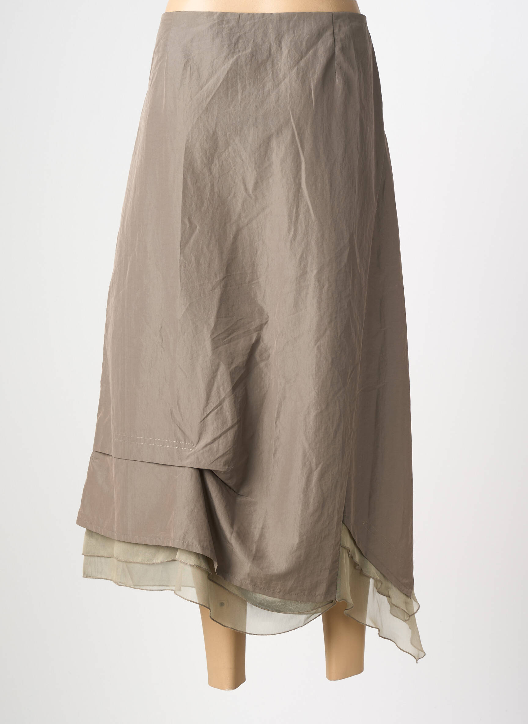 Jupe longue coupe asymétrique marron UN POINT C EST TOUT femme