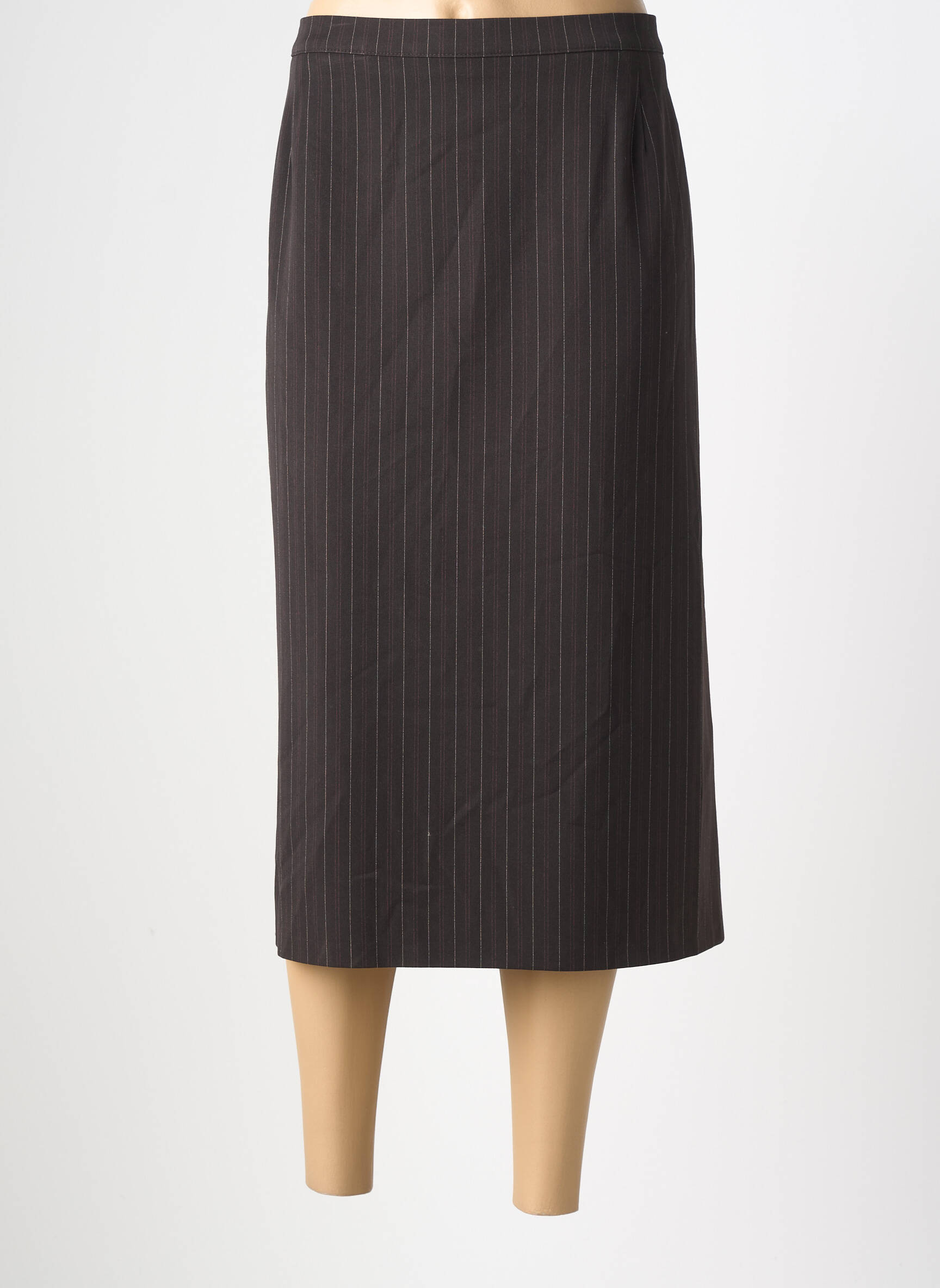Jupe mi-longue taille à pinces marron CLAUDIA GIL femme