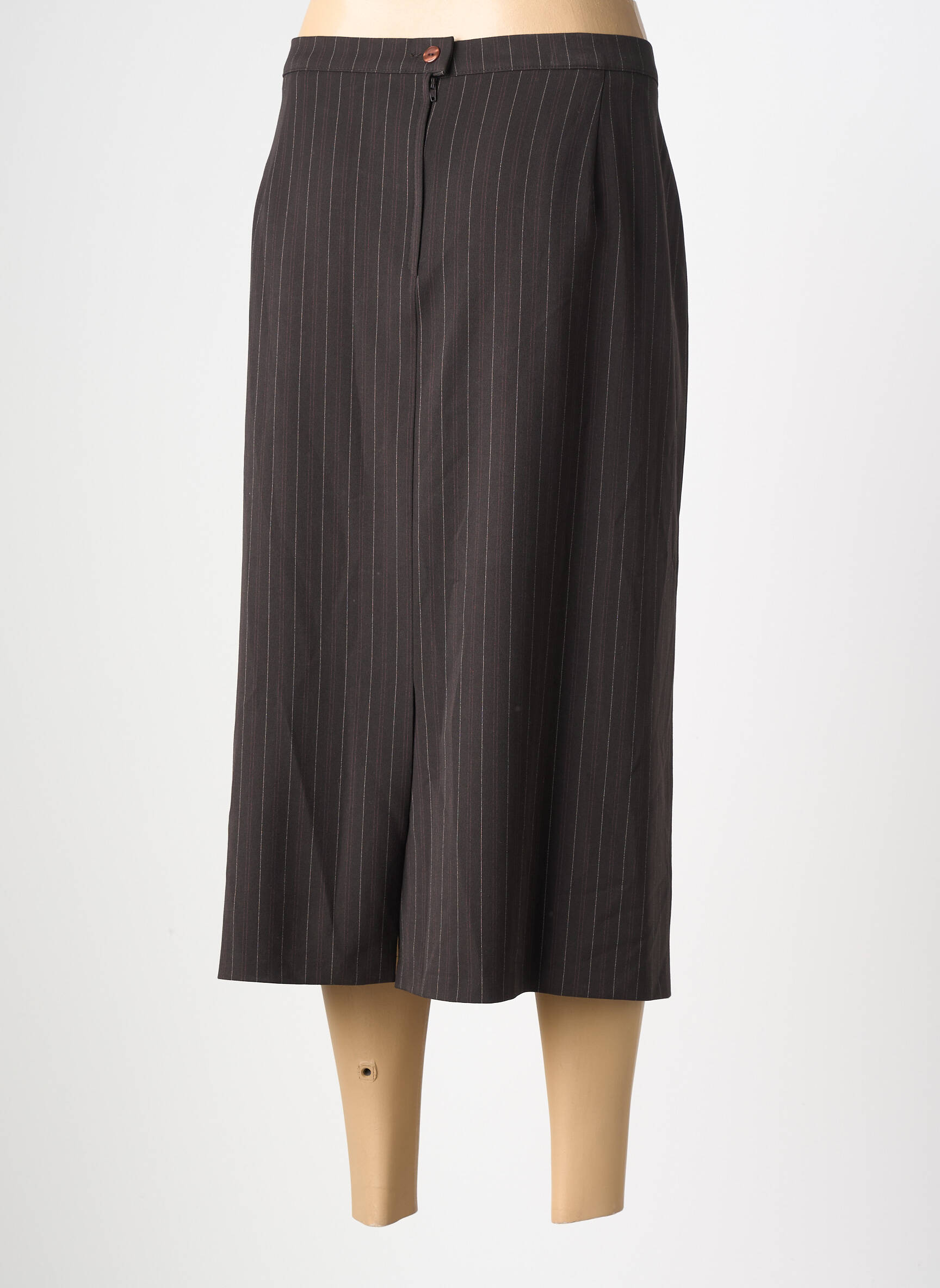 Jupe mi-longue taille à pinces marron CLAUDIA GIL femme