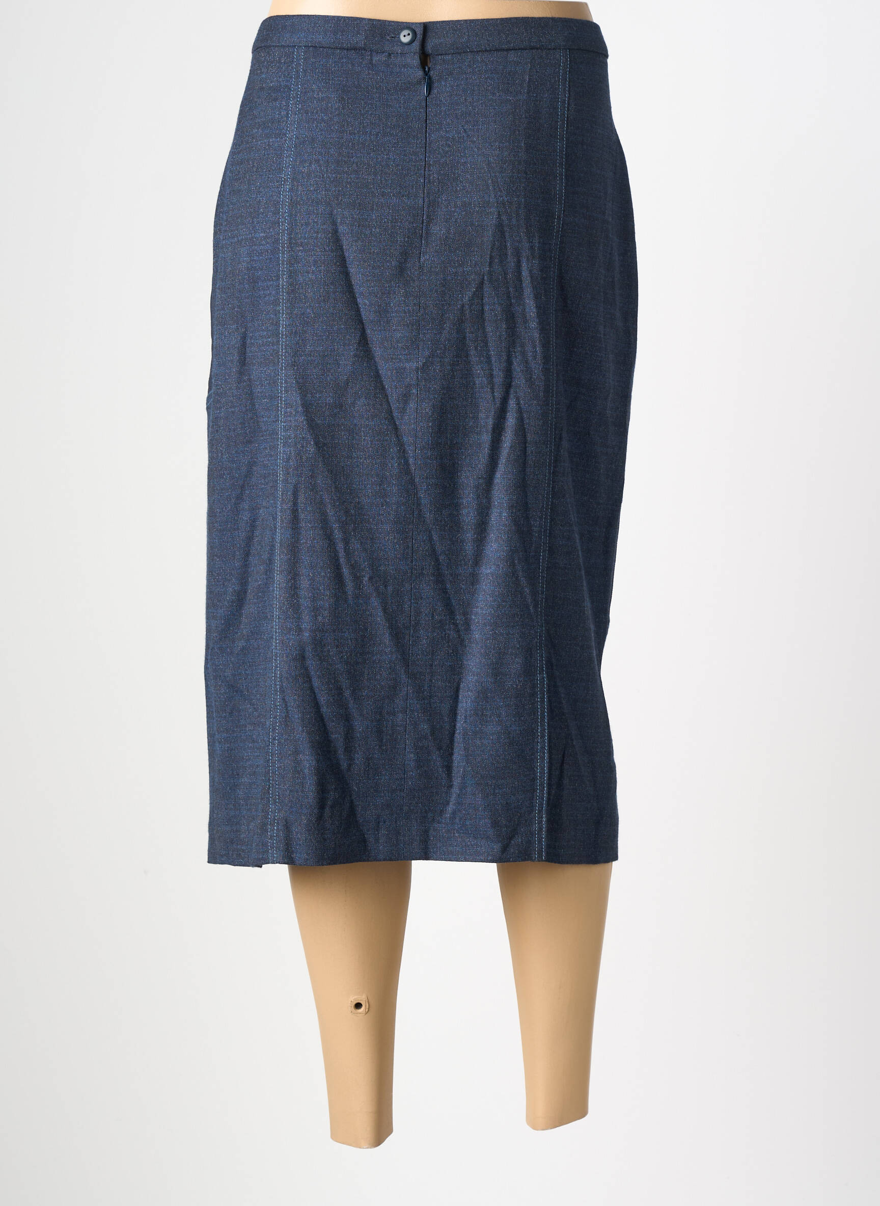 Jupe mi-longue coupe droite bleu PAUPORTÉ femme