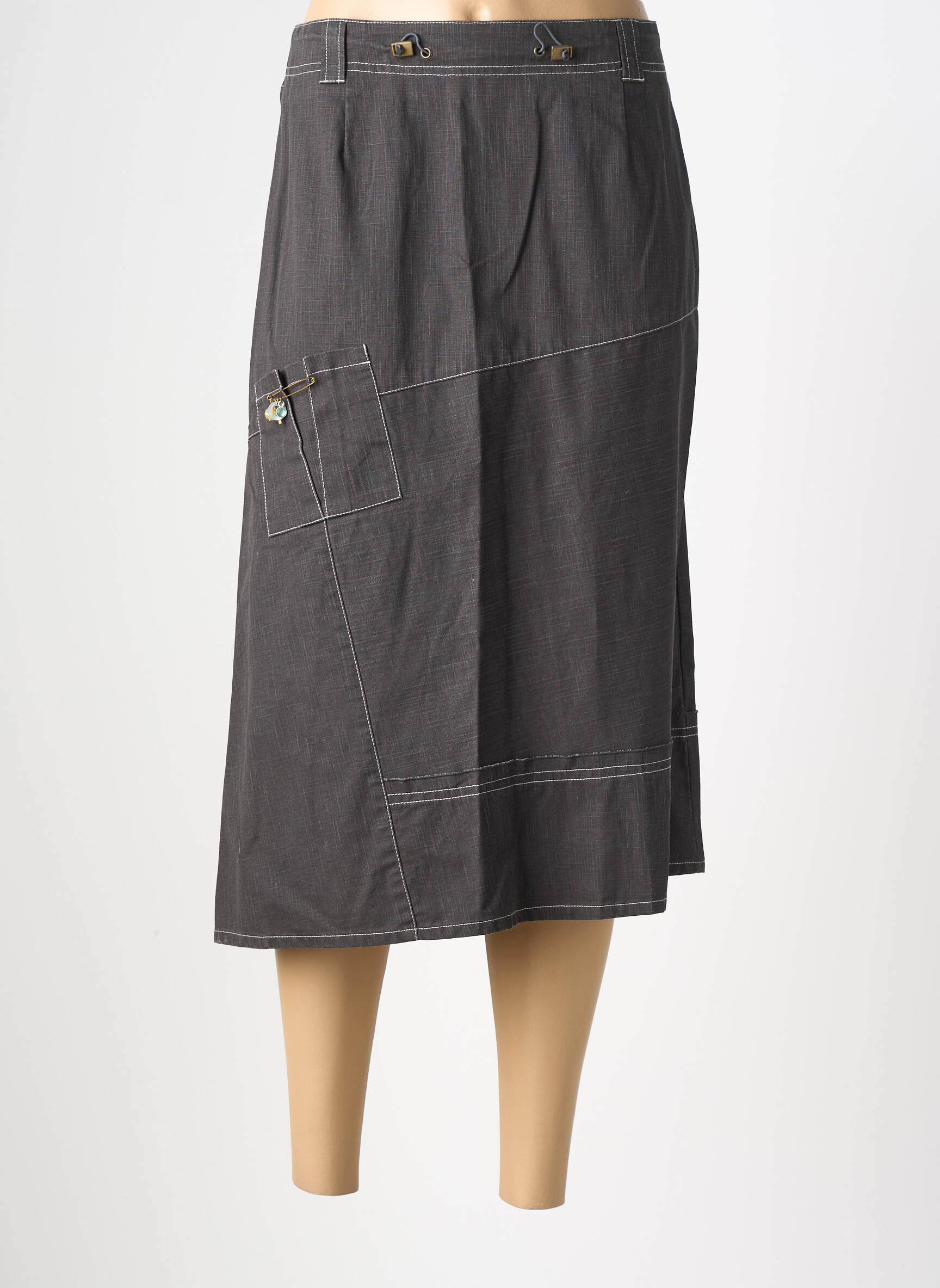 Jupe mi-longue taille normale gris UN POINT C EST TOUT femme