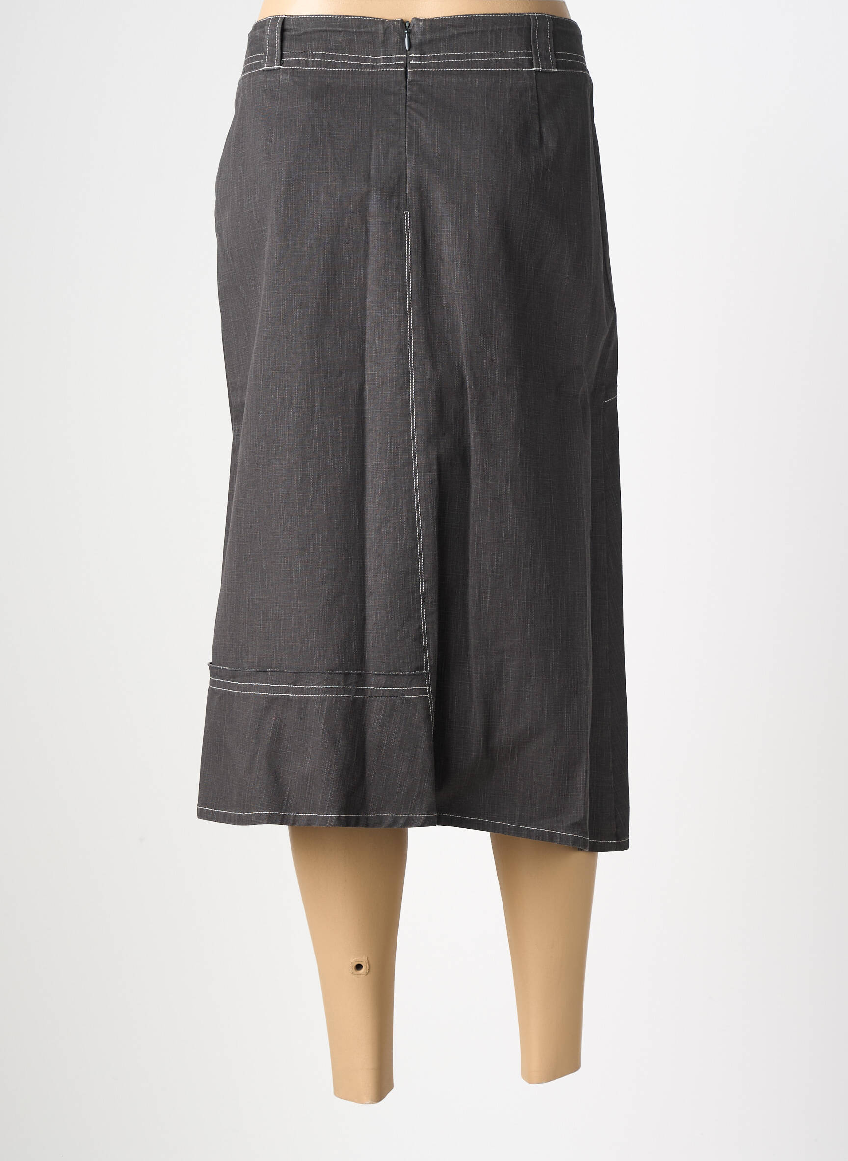 Jupe mi-longue taille normale gris UN POINT C EST TOUT femme