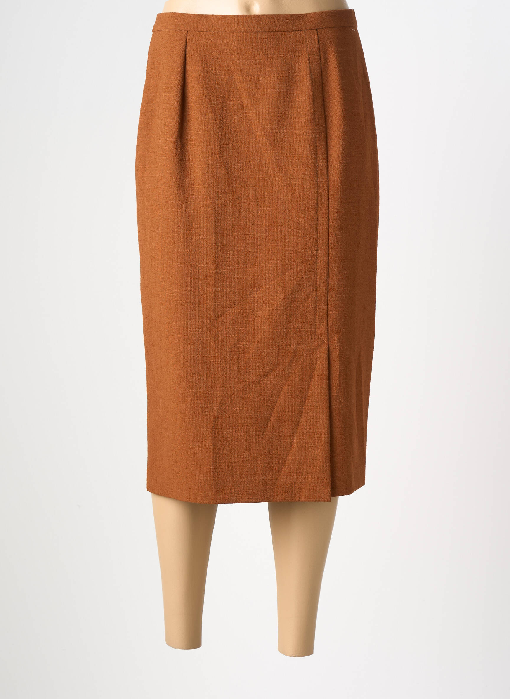 Jupe mi-longue taille à pinces marron JANINE PAUPORTÉ femme