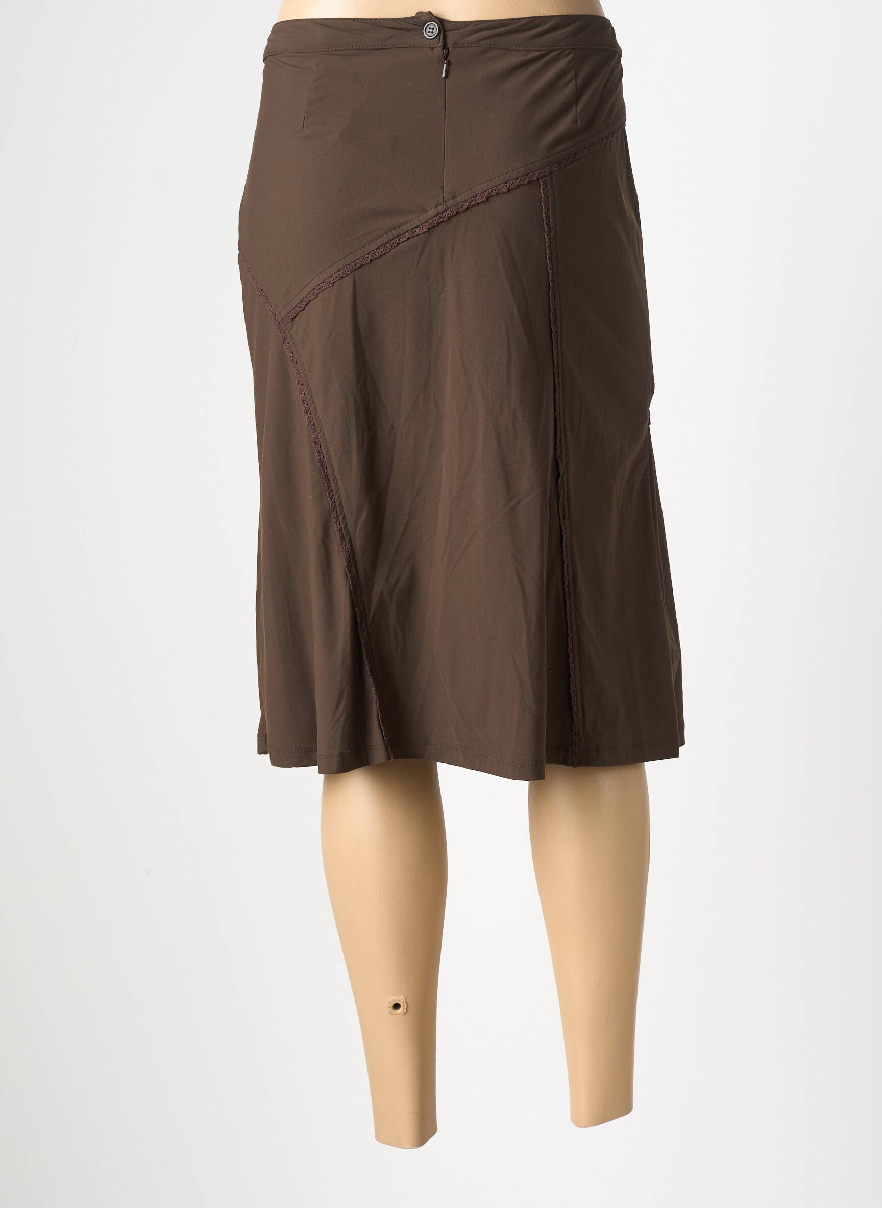 Jupe mi-longue stretch marron LEWINGER femme