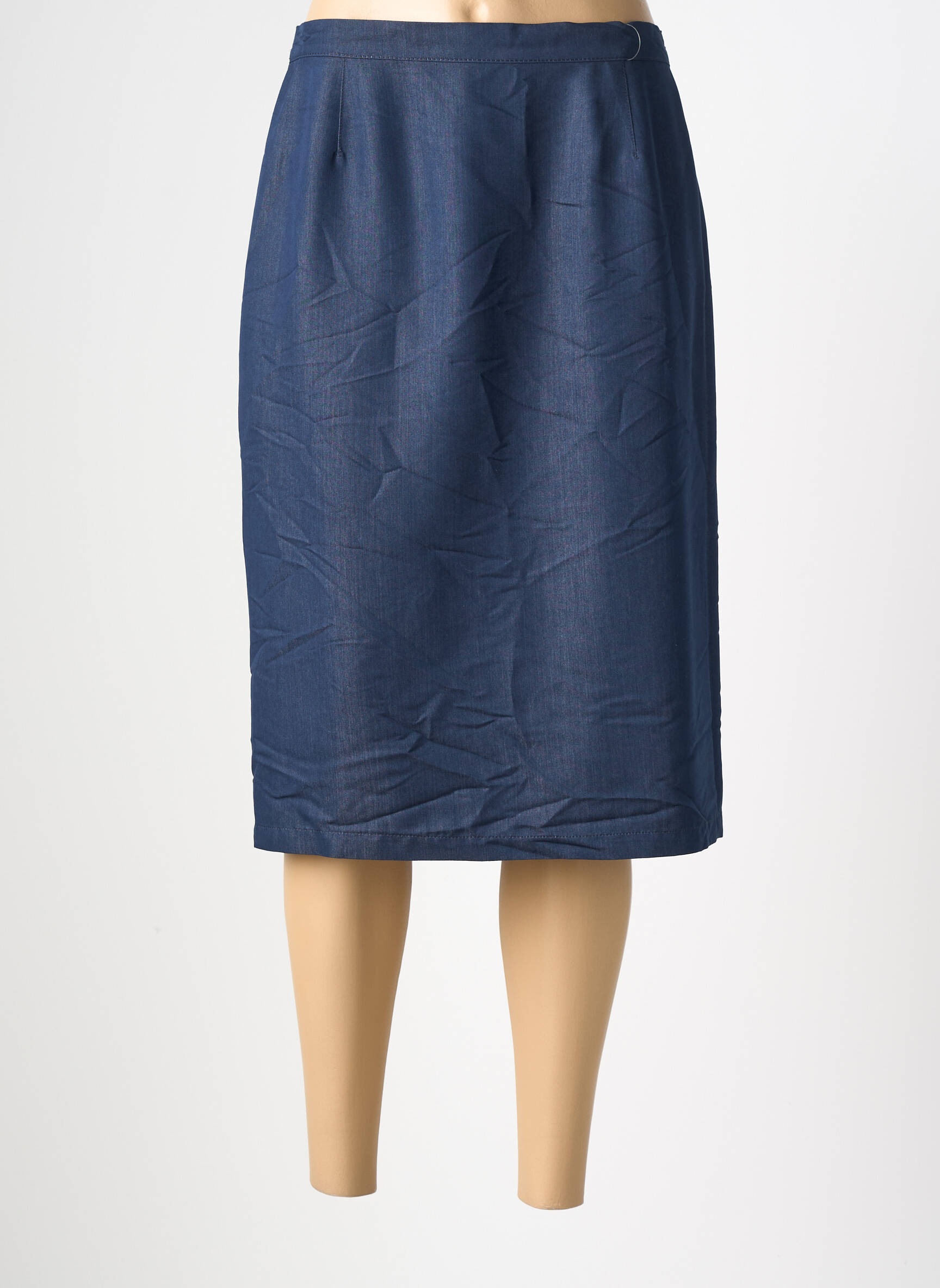 Jupe mi-longue taille à pinces bleu CLAUDIA GIL femme