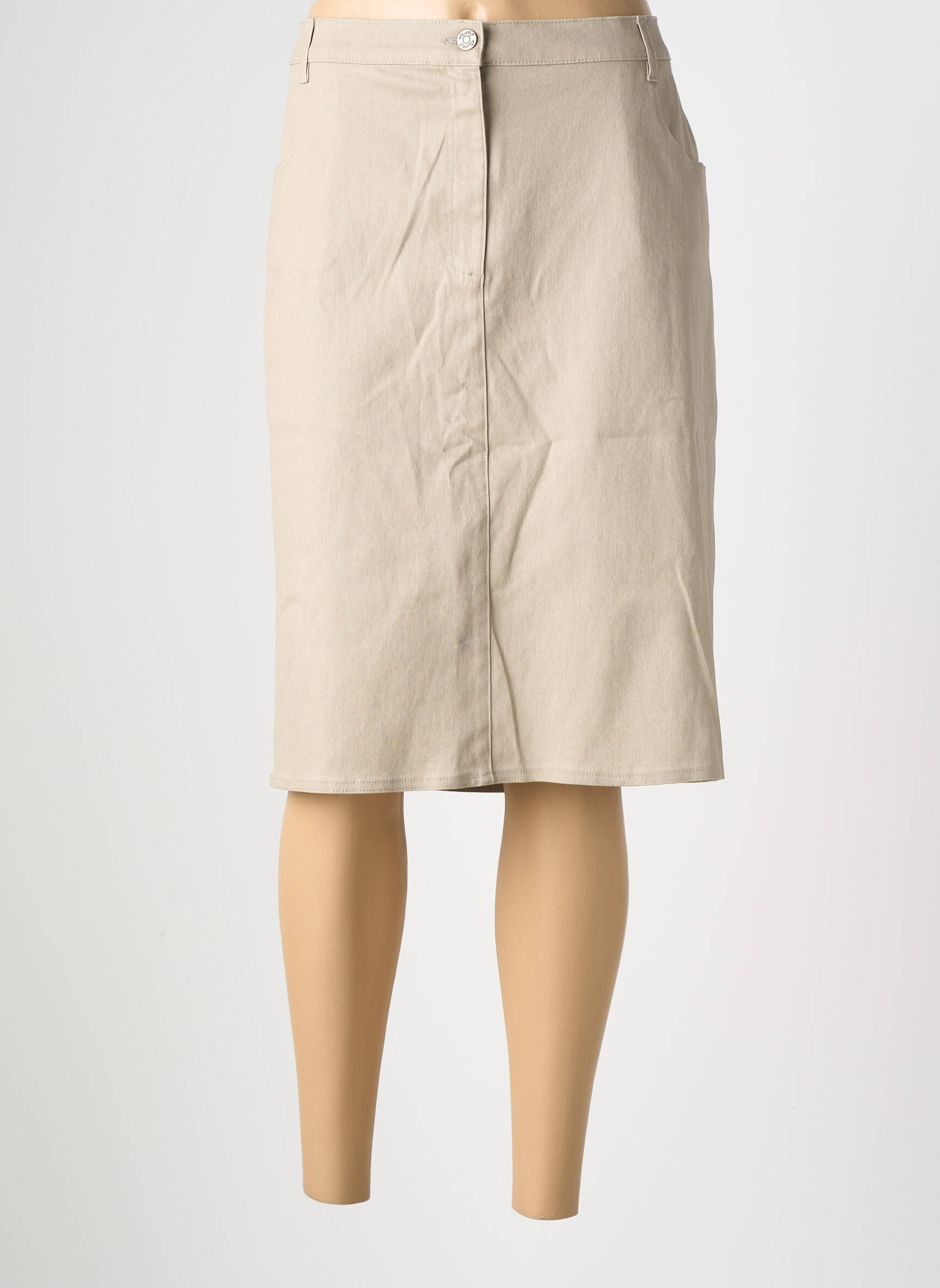 Jupe mi-longue coupe droite beige KARTING femme