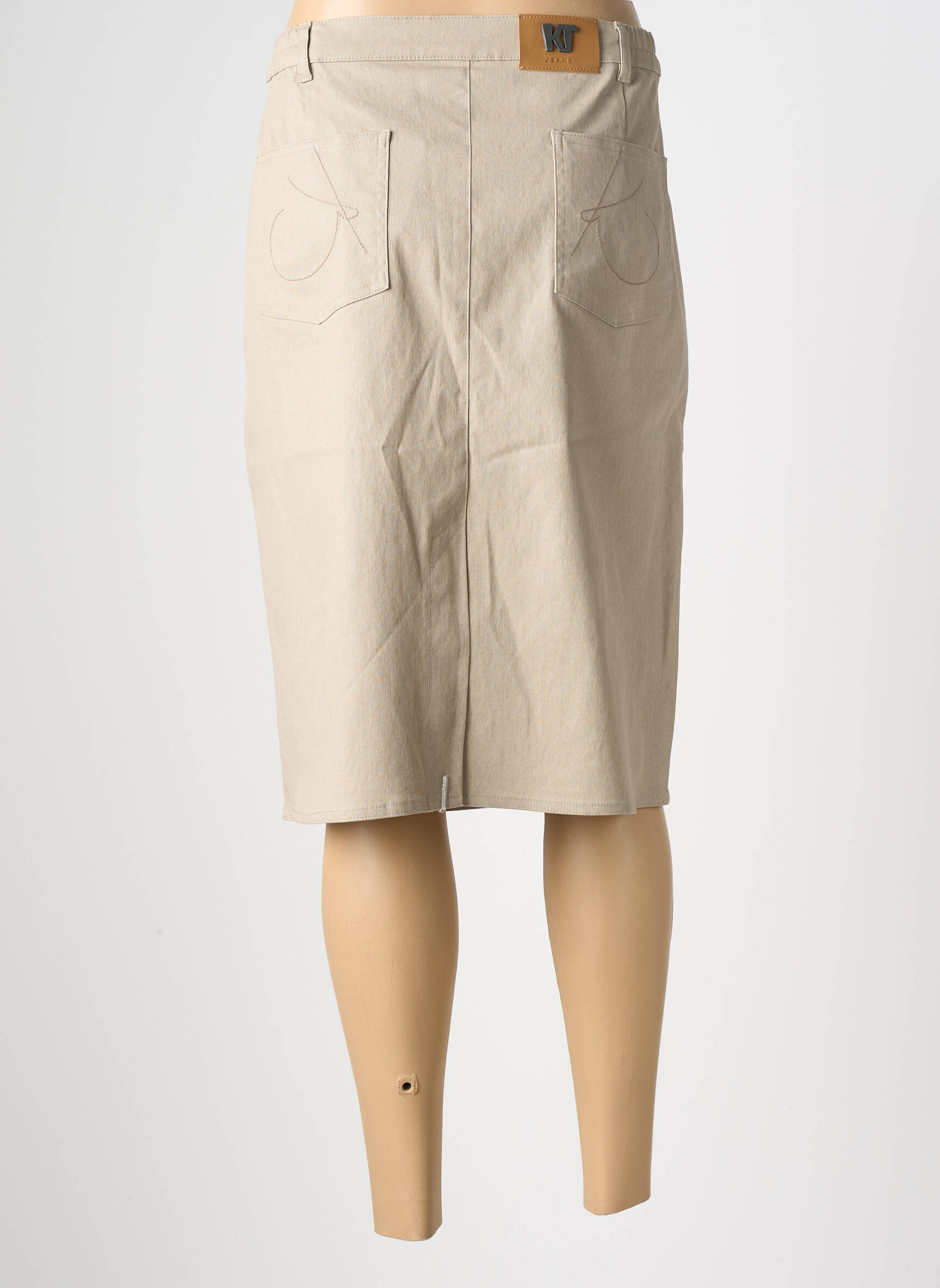 Jupe mi-longue coupe droite beige KARTING femme