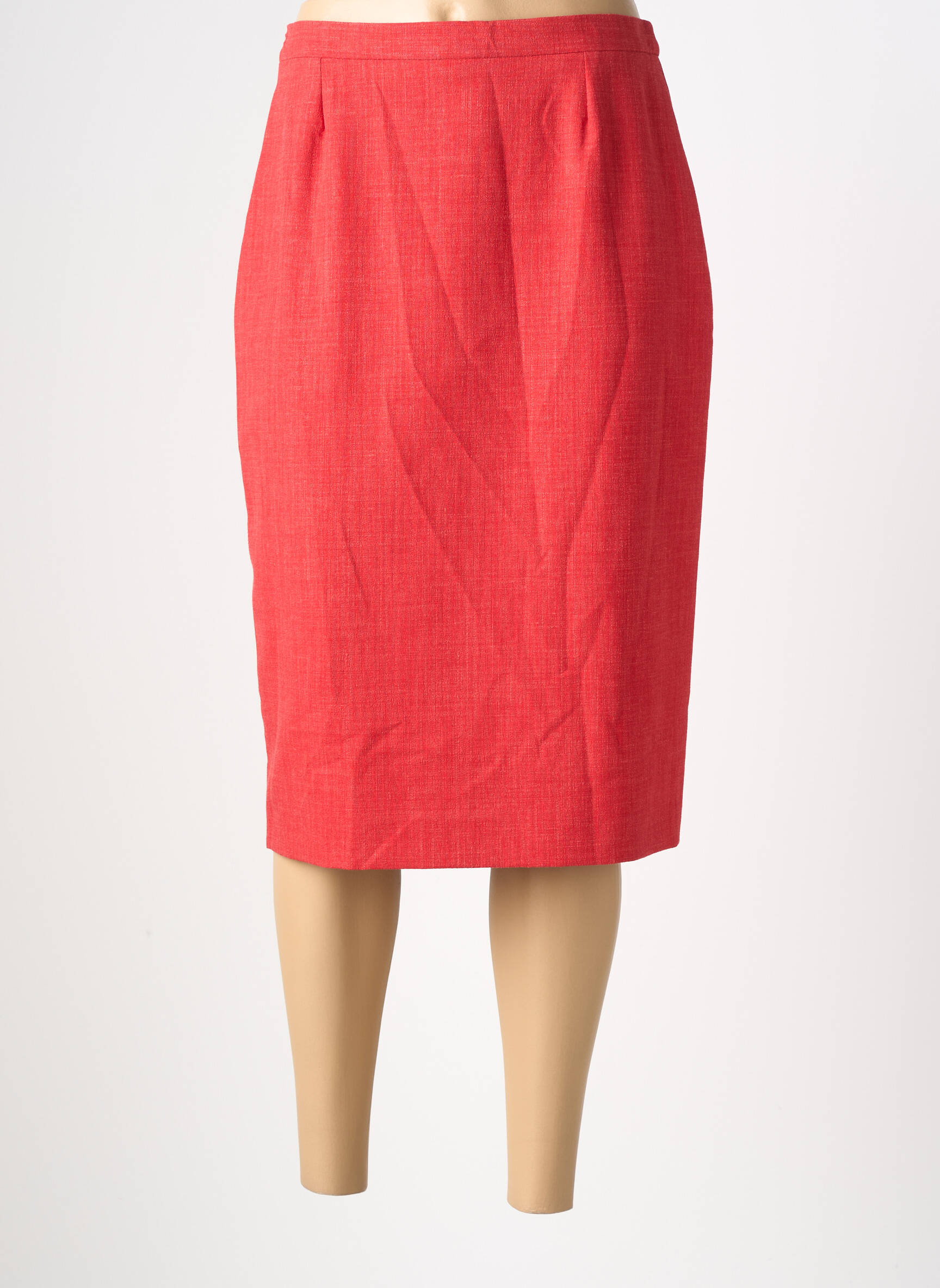 Jupe mi-longue taille à pinces rouge PAUPORTÉ femme