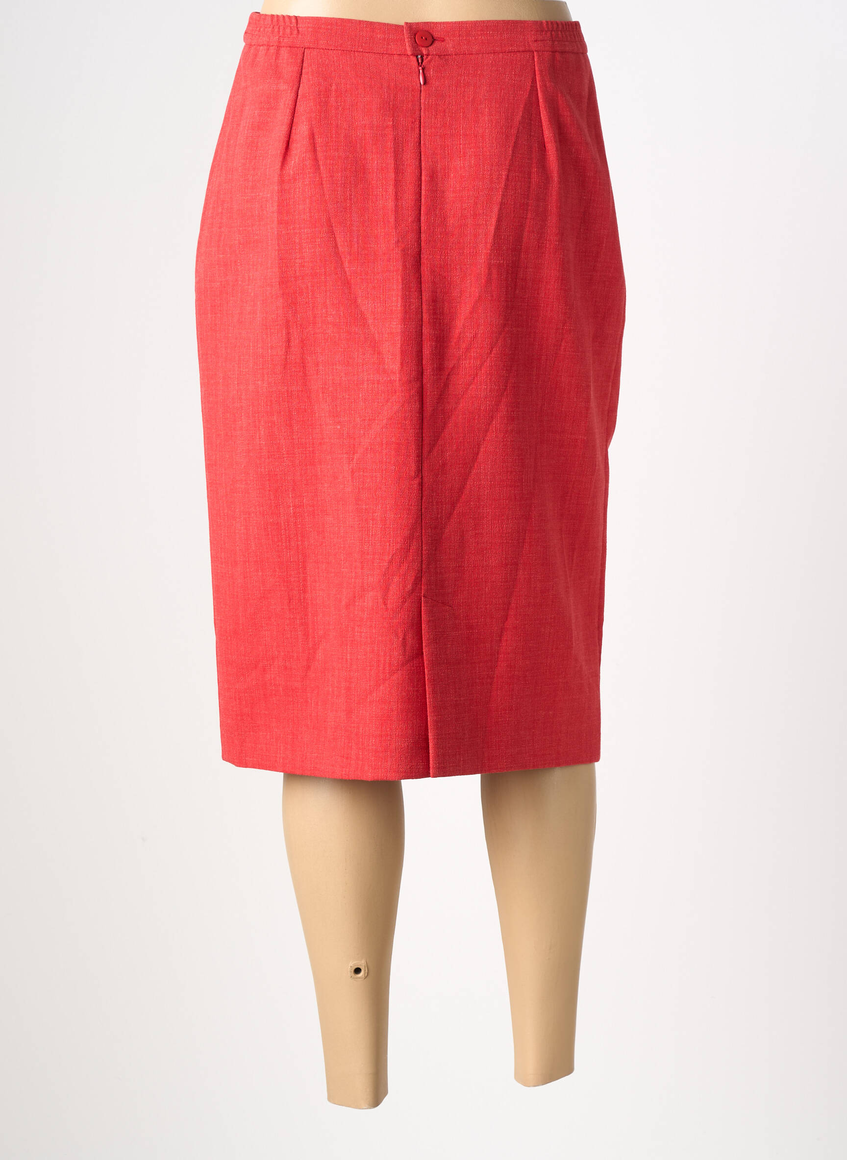 Jupe mi-longue taille à pinces rouge PAUPORTÉ femme