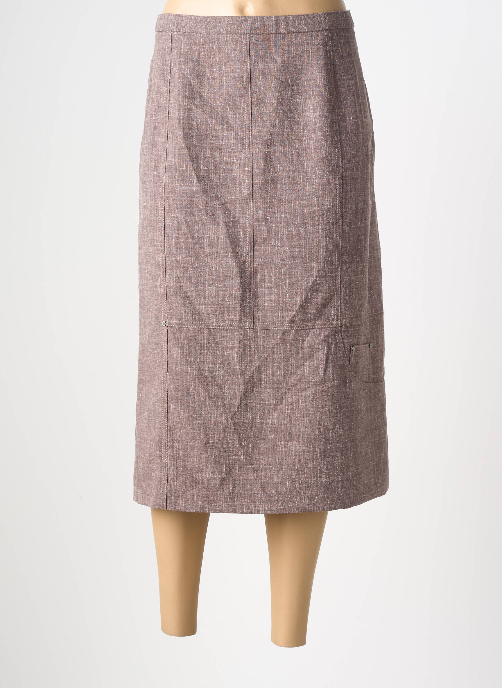 Jupe mi-longue taille à pinces marron PAUPORTÉ femme