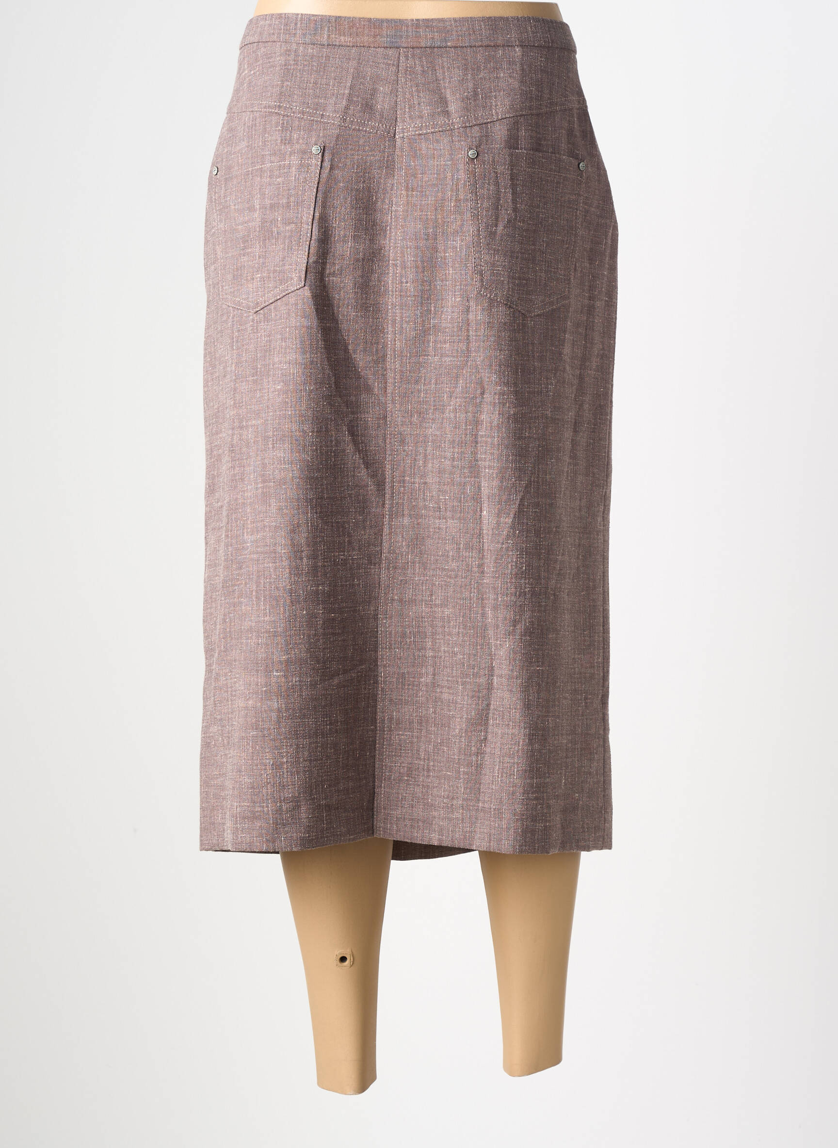 Jupe mi-longue taille à pinces marron PAUPORTÉ femme