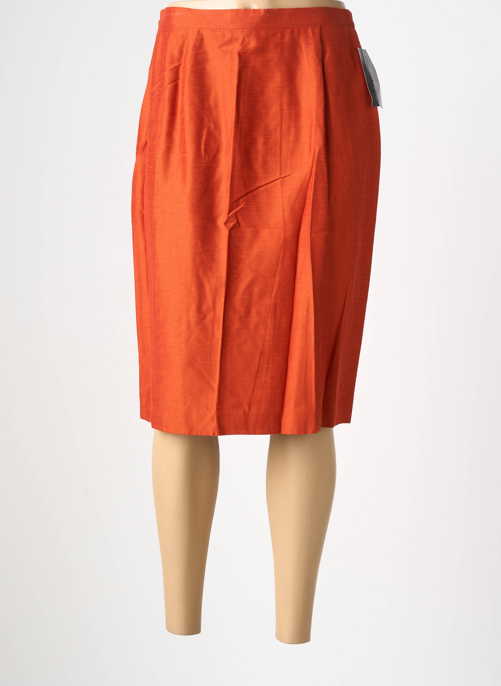 Jupe mi-longue taille à pinces orange JEAN GIRARD femme