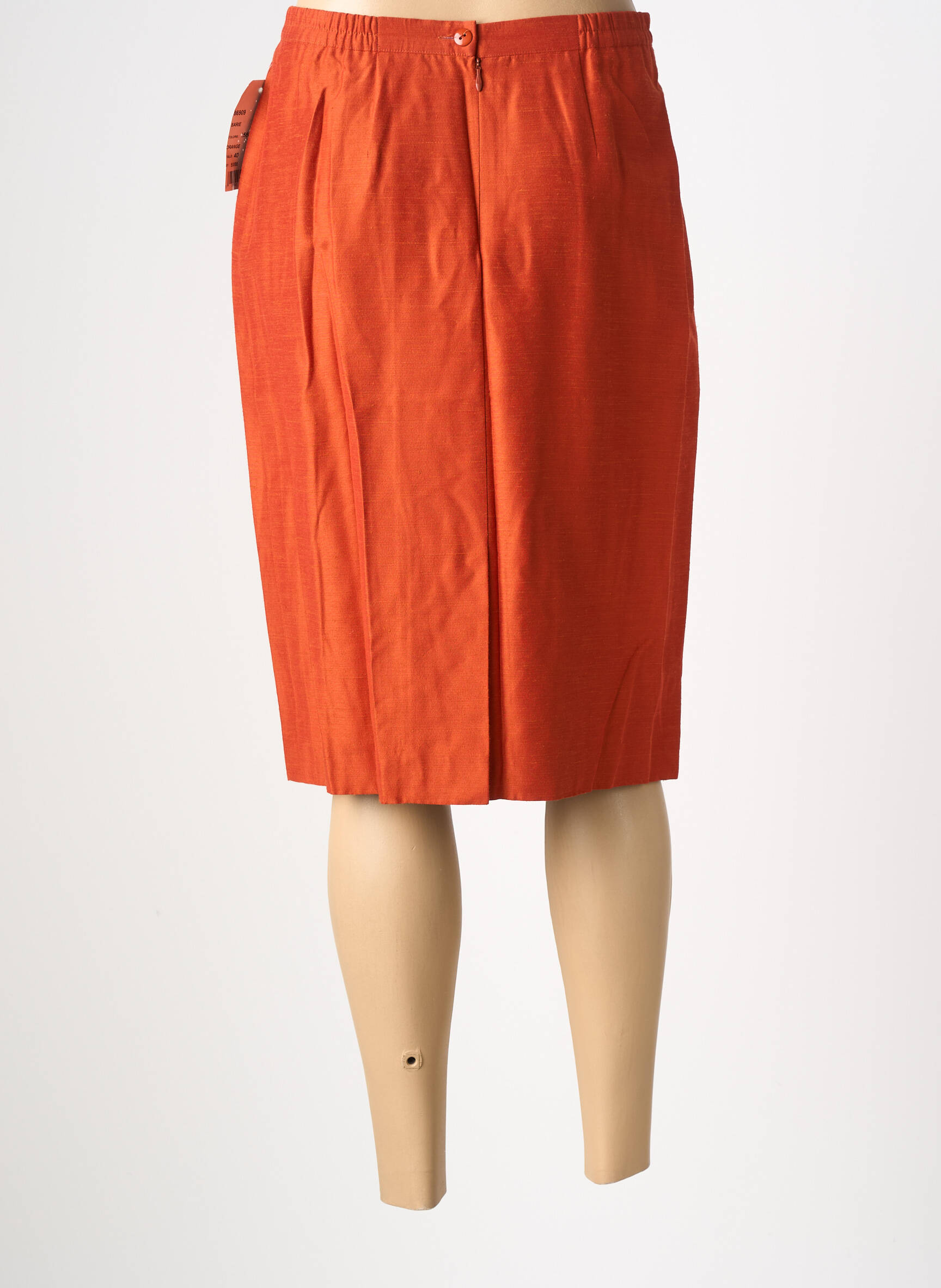 Jupe mi-longue taille à pinces orange JEAN GIRARD femme