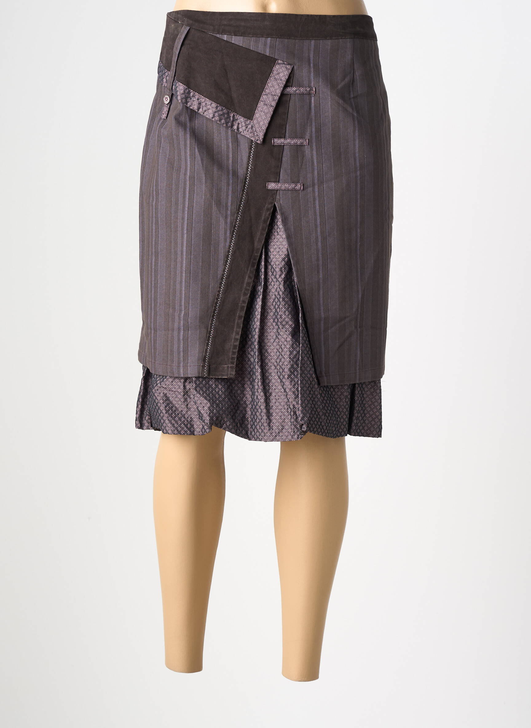 Jupe mi-longue coupe droite violet PAUSE CAFE femme