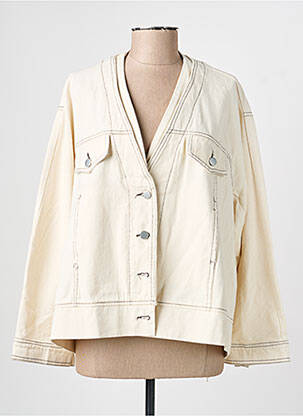 Veste casual coupe droite beige PURPLE QUEEN femme