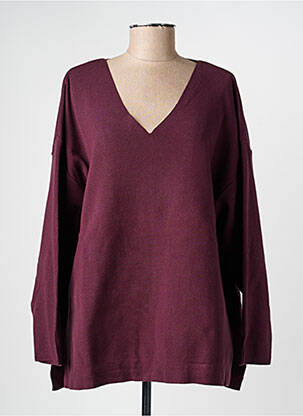 Pull col v manches longues violet MAT. femme
