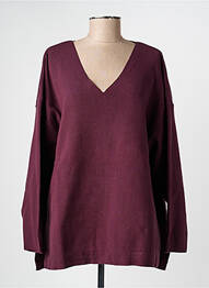 Pull col v manches longues violet MAT. femme
