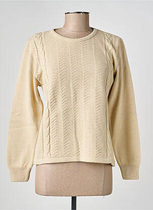 Pull coupe cintrée manches longues beige OMC femme