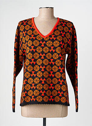 Pull coupe droite manches longues orange AGATHE & LOUISE femme