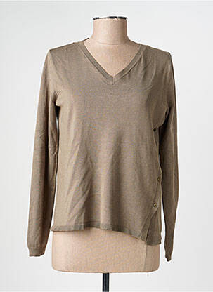 Pull coupe cintrée manches longues vert YEST femme