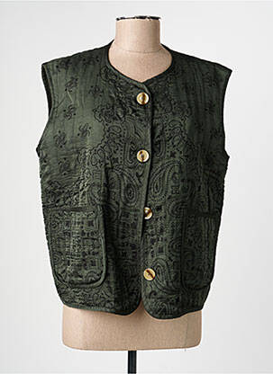 Gilet sans manche fermeture boutonnée sur le devant vert NINETTE femme