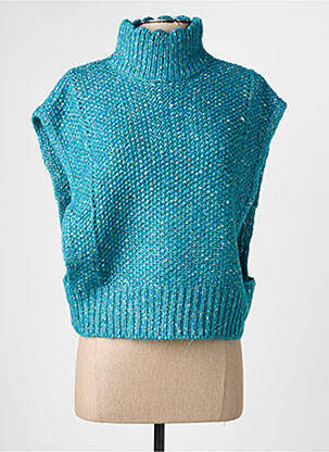 Pull coupe droite manches courtes bleu ADORE femme