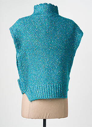 Pull coupe droite manches courtes bleu ADORE femme