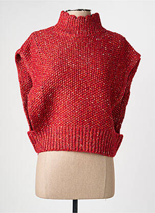 Pull coupe droite manches courtes rouge ADORE femme