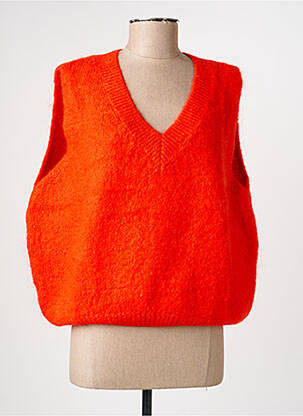 Pull coupe droite manches courtes orange CHANCE femme