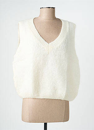 Pull coupe droite manches courtes blanc CHANCE femme