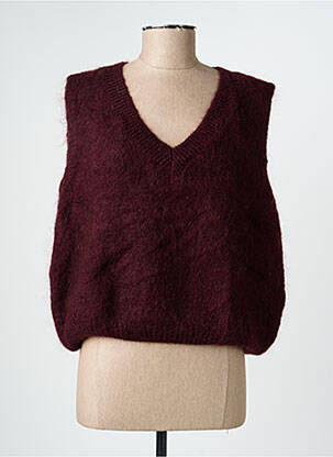 Pull coupe droite manches courtes violet CHANCE femme
