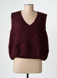 Pull col v manches courtes violet CHANCE femme