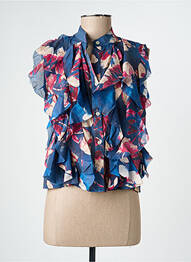 Top imprimé fantaisie sans manche bleu NINETTE femme