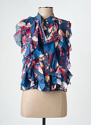 Top imprimé fantaisie sans manche bleu NINETTE femme