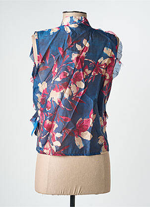Top imprimé fantaisie sans manche bleu NINETTE femme