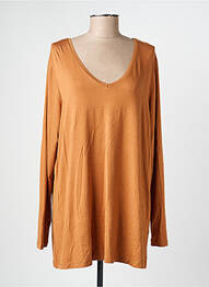 Top coupe fluide manches longues marron YESTA femme