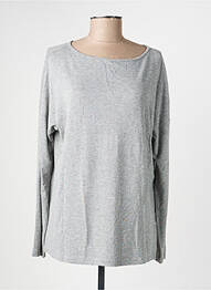 Top col rond manches longues gris YEST femme