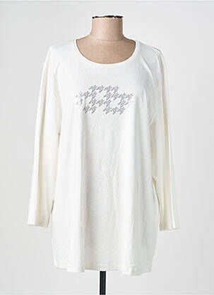 Top coupe fluide manches longues blanc SIGNATURE femme