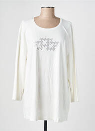 Top coupe fluide manches longues blanc SIGNATURE femme