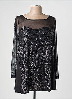 Top coupe fluide manches longues noir AN II VITO femme